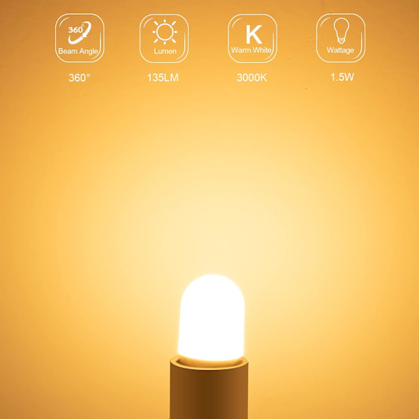 Set med 2 E14 LED-lampor för kylskåp, 1,5W motsvarande 15W, varmvit