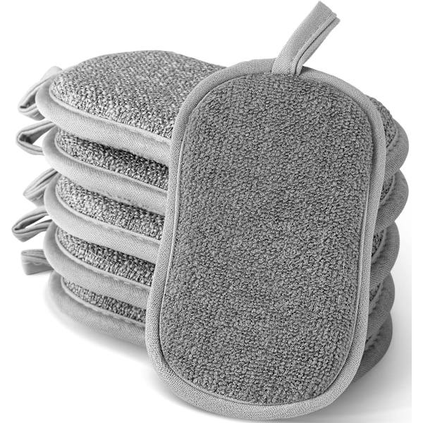 6 Återanvändbara Tvättade Mikrofiber Disksvampar för Kök