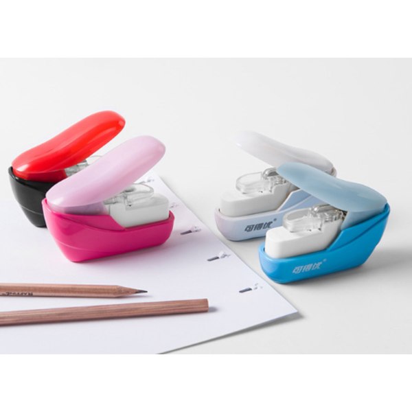 Blå Mini Safe Stapleless Håndholdt Heftemaskin 4 Ark Kapasitet Sta