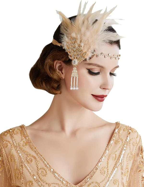 1920-talls Gatsby Fjærhodeband Fjærkrone Gatsby Flapper Tilbehør