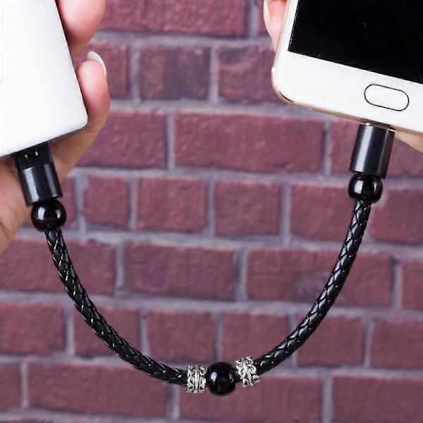 Keinonahkainen punottu rannekoru Micro USB Type-C -latauskaapeli datan synkronointijohto Micro USB