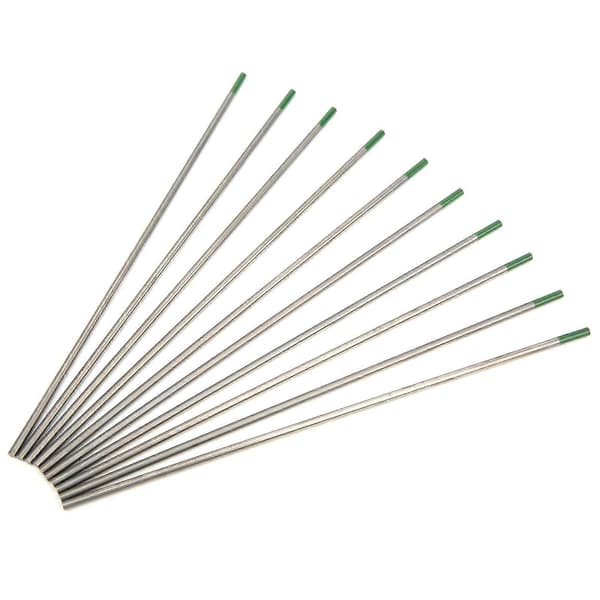 10 stk. TIG wolfram elektrode WP grøn spids nåle svejsetilbehør 2,4 x 150 mm