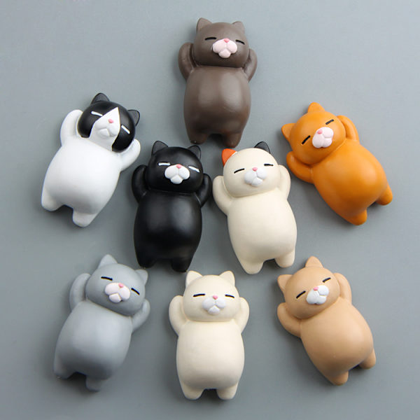 2 Par (tre-färgade) Oskyldiga Katt Cartoon Kreativa 3D Magnetiska