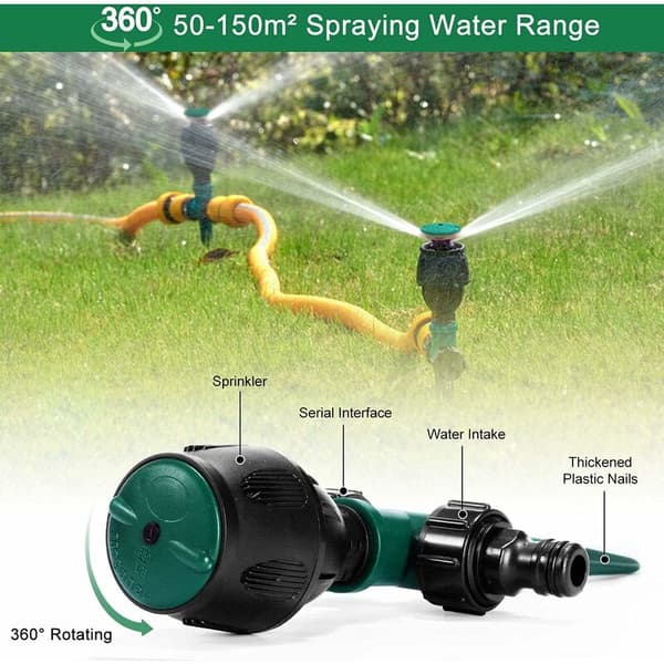 Trädgårdssprinkler, Grässprinkler 360° roterande sprinkler för 4-7m