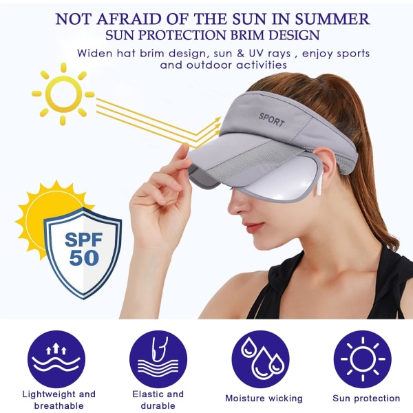 Dame Visor, Åndbar Anti-UV Visor Kasketter med Tilbageklappelig B