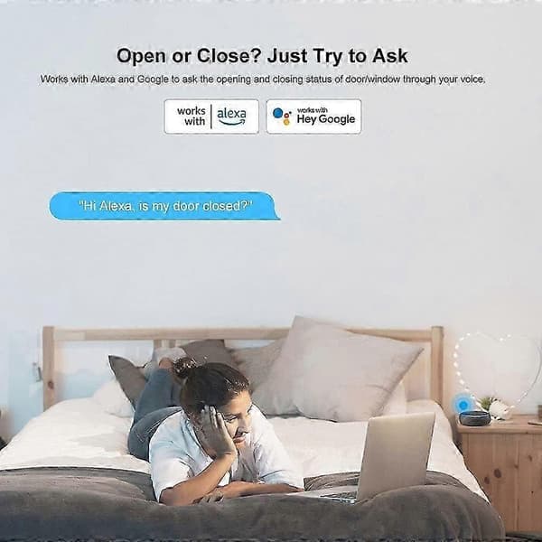 SNZB-04 ZigBee Trådlös Dörr- och Fönstersensor, Skicka Varning till Din Smartphone, Kompatibel med Alexa