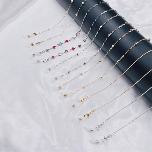 6 styck glasögonkedjor, eleganta glasögonhållare, pärlor, glasögon S