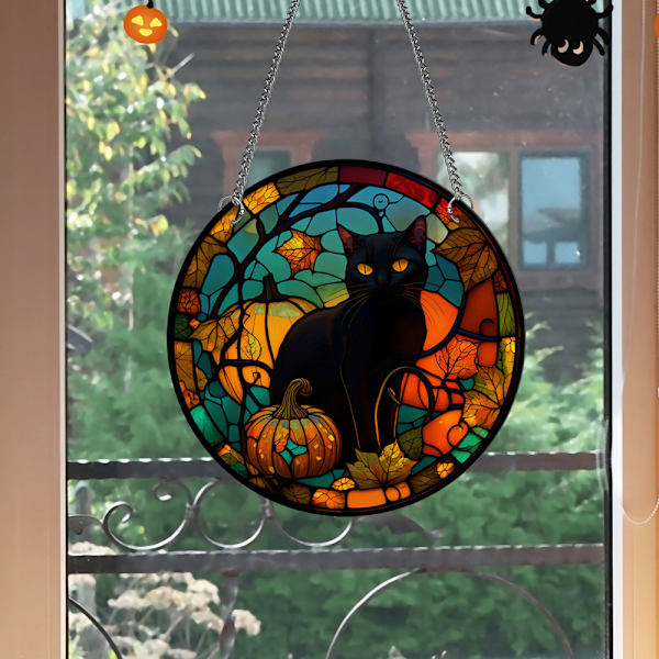 ##/Akryl Halloween Henge - Svart Katt, Henge Skilt for Hjemmedekor##/