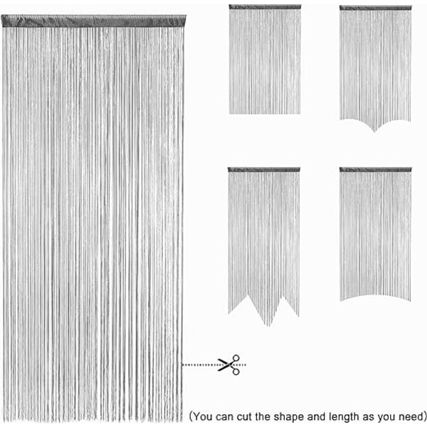 Tyndt reb dørgardin med sølvtråd (grå, 100 * 200cm), s