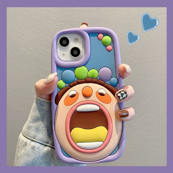 ##/Färgglatt 3D rolig stormunad pojke telefonfodral, iPhone14##/