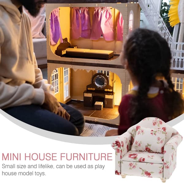 1/12 Dukkehussofa Blomst Miniature Møbler Sofa Lænestol Model