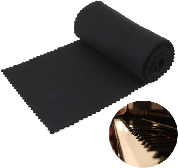 （Sort）Kvalitets Pianotastatur Flanel Pianotast Cover Klud til