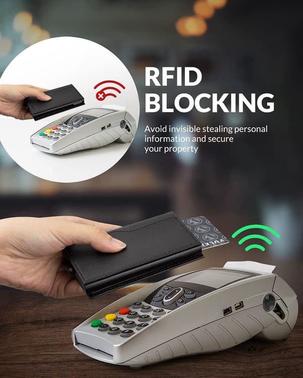 Kredittkortlommebok med dobbelt vindu, RFID-blokkering, automatisk åpning