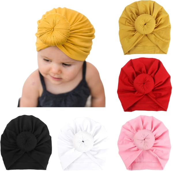 5 st Baby Turban Nyfödda Mössor Rosettmössor Söta Elastiska Barnmössor Mössor För Baby Flicka Pojke