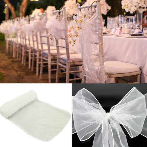 Valkoinen 50 kpl ORGANZA-nauha 18*275cm, Tuolinpeite Jousi Nauha Hää