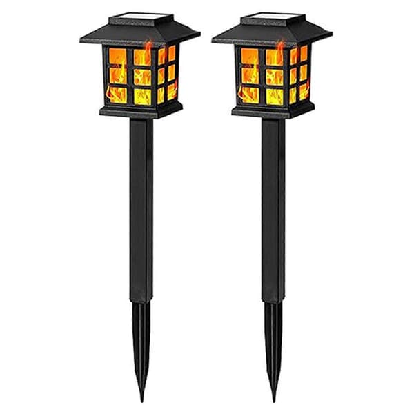 2/6 st Gräsmattelampor Flimrande Låga Solcellslampor IP65 Vattentät Problemfri Installation Automatisk På/Av Utomhus Solcellsträdgårdslampor 2pcs