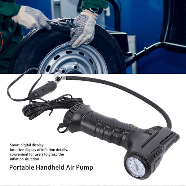 Bil Däckpump Portabel Intelligent Digital Display Handhållen Belysning Luftpump för Utomhusnödsituationer