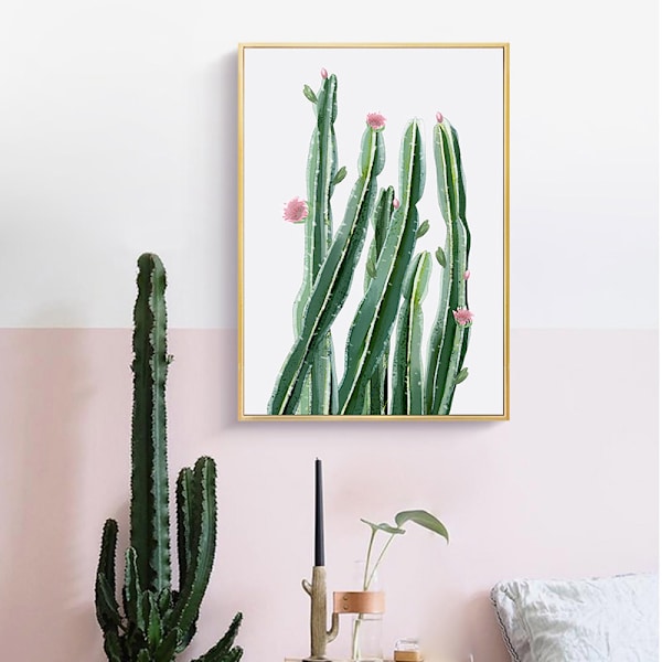 ##/Stue dekorativt maleri - 30*40*3 - Grøn plante - Kaktus,##/