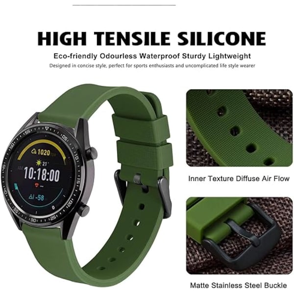 18mm Silikonarmband med Svart Spänne, Snabbavtagning