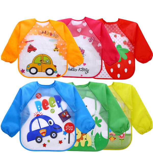 ##/Vanntett Smekke med Lange Ermer 4 stk Baby Smekke Forkle Spill Fôring Forkle Maling Forkle Unisex Vanntett Smekke for Babyer fra 6 Måneder til 3 År##/