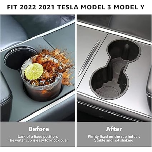 ##/Passer til Tesla Model Y Model 3 2022 2021 Centerkonsol Kopholder Kun kompatibel med ny konsol##/