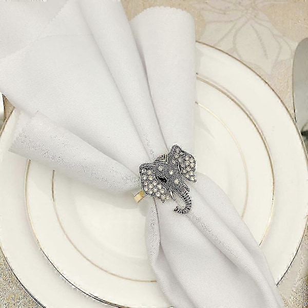 12 stk./sæt Vintage Elefant Servietspænde Diamant Dyr Servietring Servietringholder Bryllupsfest