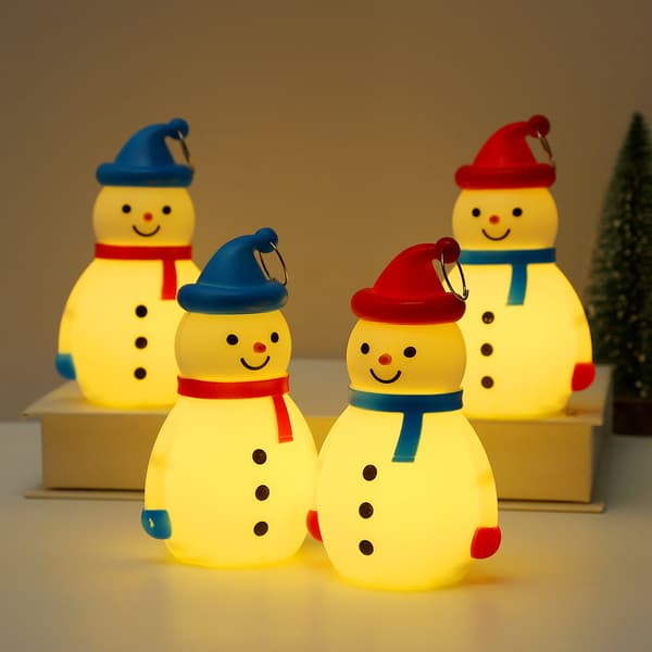 ##/Julglödande Snögubbe Nattlampa - Blå Hatt, Juldekoration##/
