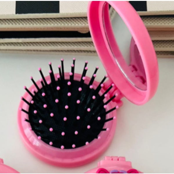 Pink, Professionel Mini Rejse Hårbørste Kam, Kompakt Foldbar M