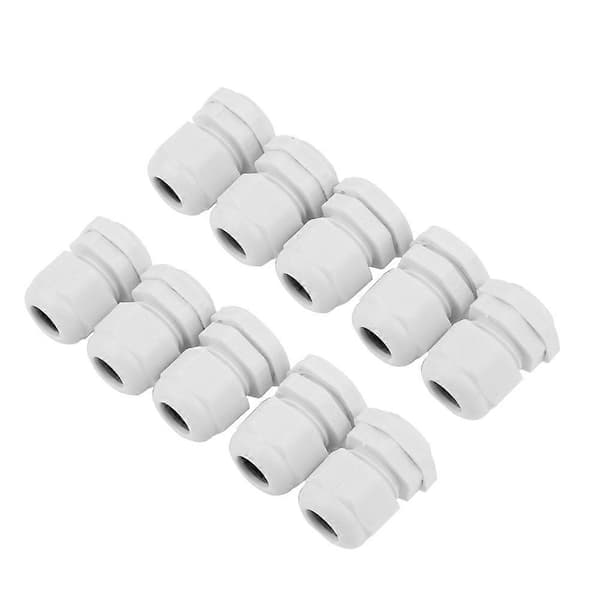 10 st/set IP68 Vattentät Vit Nylon Plast Kabelgenomföring (PG11)