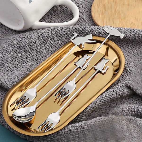 Kaffeskje med langt håndtak i rustfritt stål Kakegaffel Serviseutstyr Spoon 1