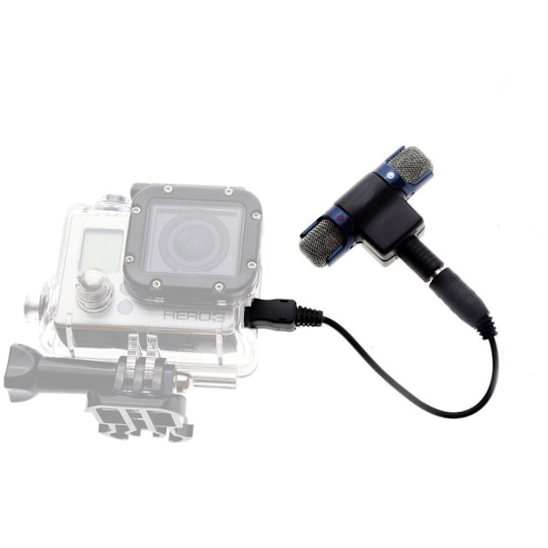 ##/Mini Stereo Mikrofon Sportkamera Adapterkabel Extern 3,5 mm Stereo Mikrofon med Förgylld Kontakt för PC Laptop Kamera Svart och Silver##/
