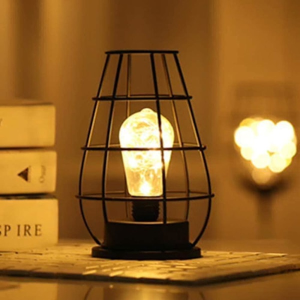 Bordlampe lavet af moderne sort jernwire - Bur-stil