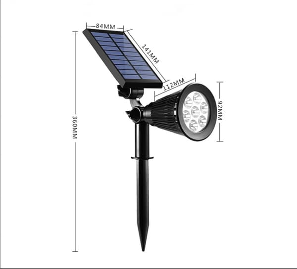 [2 kpl] Aurinkoenergia LED-ulkovalaisin, 4 LED-valoa, Vedenkestävä