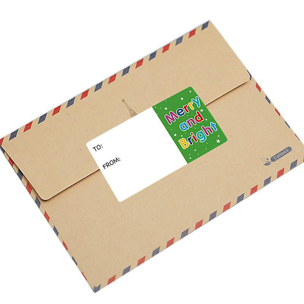 2x500 stk juleklistremerker med håndskrift i 4 design, rektangulære, god jul-gaveetiketter
