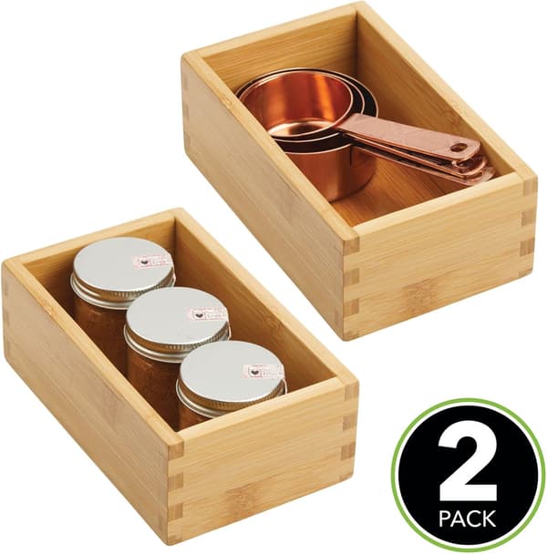 15,2*22,9*6,4 cm – Lys brun, sett med 2 funksjonelle skuffeorganisatorer