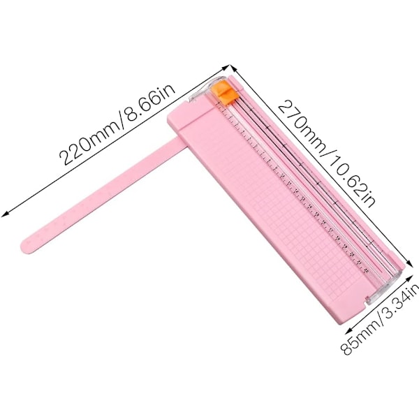 Mini A4 kutter, rosa, med sikkerhet, for standard kutting av papir