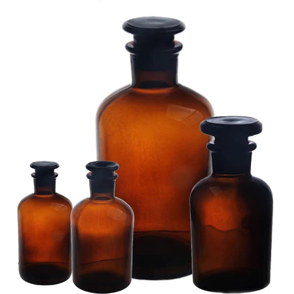 30/60/125/250/500ml Portabel Glasburk Reagensflaska Behållare med Propp 500ML