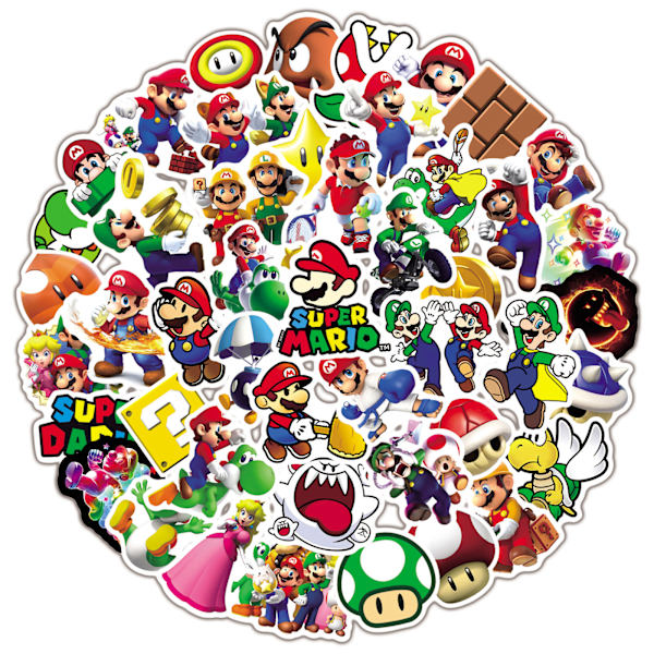 50-styks Mario Sticker Super Mary Graffiti Sticker Personalisering