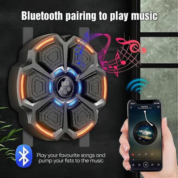 Musikboxningsmaskin Smart LED Bluetooth med boxhandskar Väggboxningsmål 9 Hastighetslägen och Räkneläge för Vuxna Barn