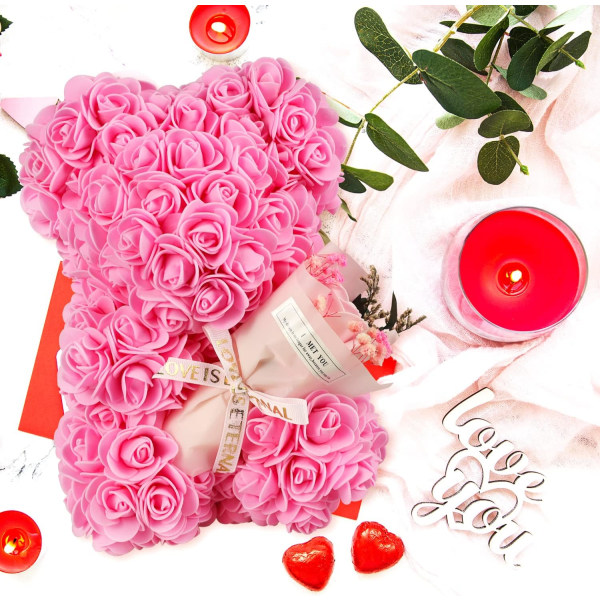 (Pink, 25 cm) Valentinsdagsgave til kvinder, Rose Bear, Teddy Bea