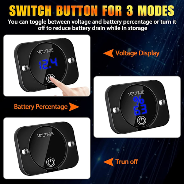 DC 12V 24V LED Digital Voltmeter Vattentät Spänningstestare för Bil