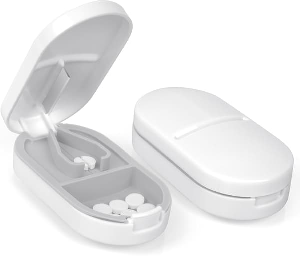 1 st Tablettdelare (Vit), Tablettdelare med Blad, Pillkutter