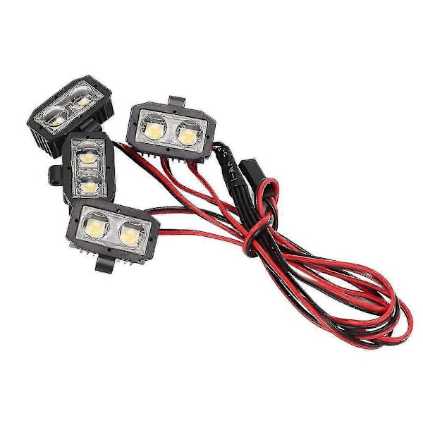 1/10 RC Bil LED Frontlykter - 8LED Hvitt Lys, Slitesterk, Plastskall, 5-7.4V RC LED Lys