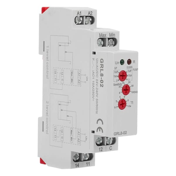 GRL8-02 Vätskenivåkontrollrelä Vattennivåkontroller 10A AC/DC 24V-240V