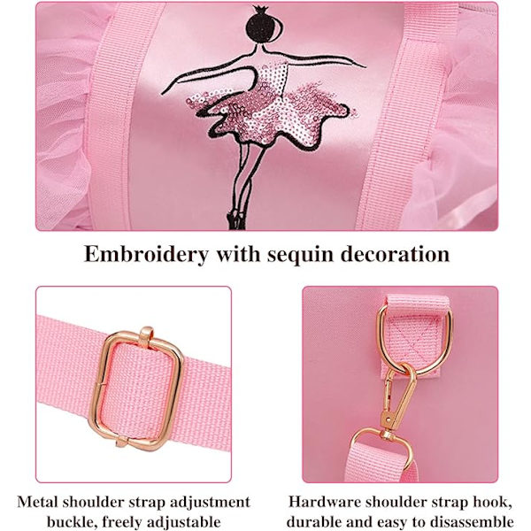 Pige Ballerina Taske Pink (Lang Gaze), Skuldertaske Messenger Sp