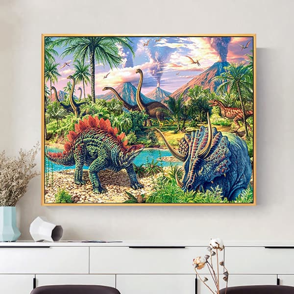 Maling DIY 5D Diamantmalingssett Dinosaur Tyrannosaurusrex