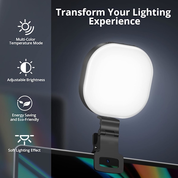 ##/LED Videolys Kamera Lys Mini Selfie Lys Oppladbar Klipslys##/