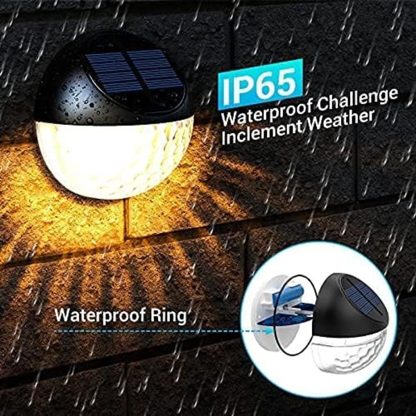 Solcellsdriven LED-vägglampa för utomhus, vattentät IP65, varmt vitt ljus, Ou