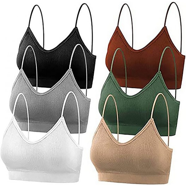 ##/M Women's Bustier Set of 6 Sports Bralette without Underwire Seamless Padded Bra##/