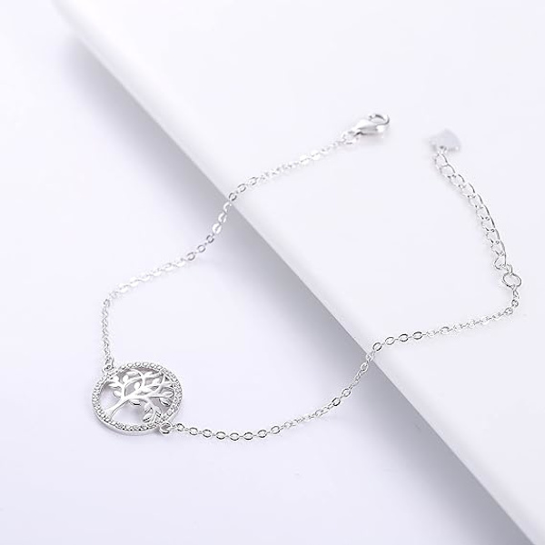 Armbånd for kvinner med livets tre i 925 sterling sølv, 19 cm
